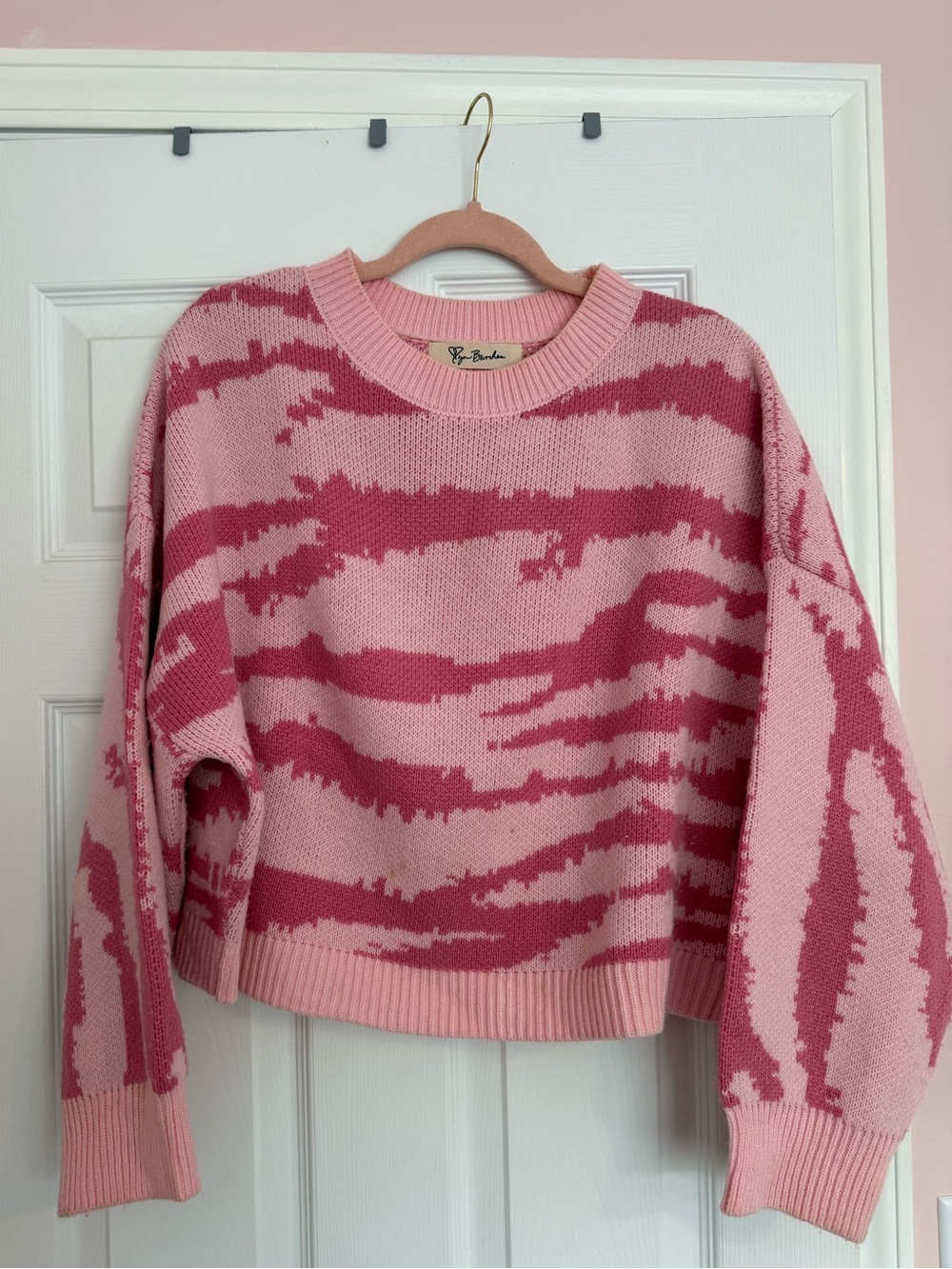 Pink Animal Print Patterned Sweater